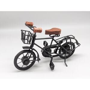Bicycle Sculpture Black Iron and Wood Tabletop Office Home Store Display Decor